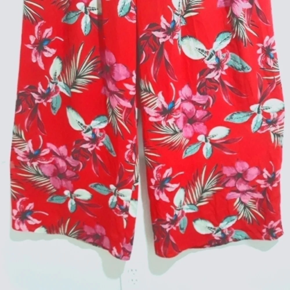Pants Women's Wide Leg Floral Palazzo Zippered Ted  Pants Size 4
